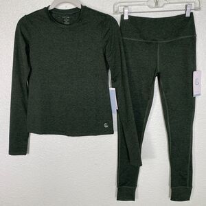 Johnny Was CALME Set Women XS Top Leggings Matching Outfit Workout Gym Run Green